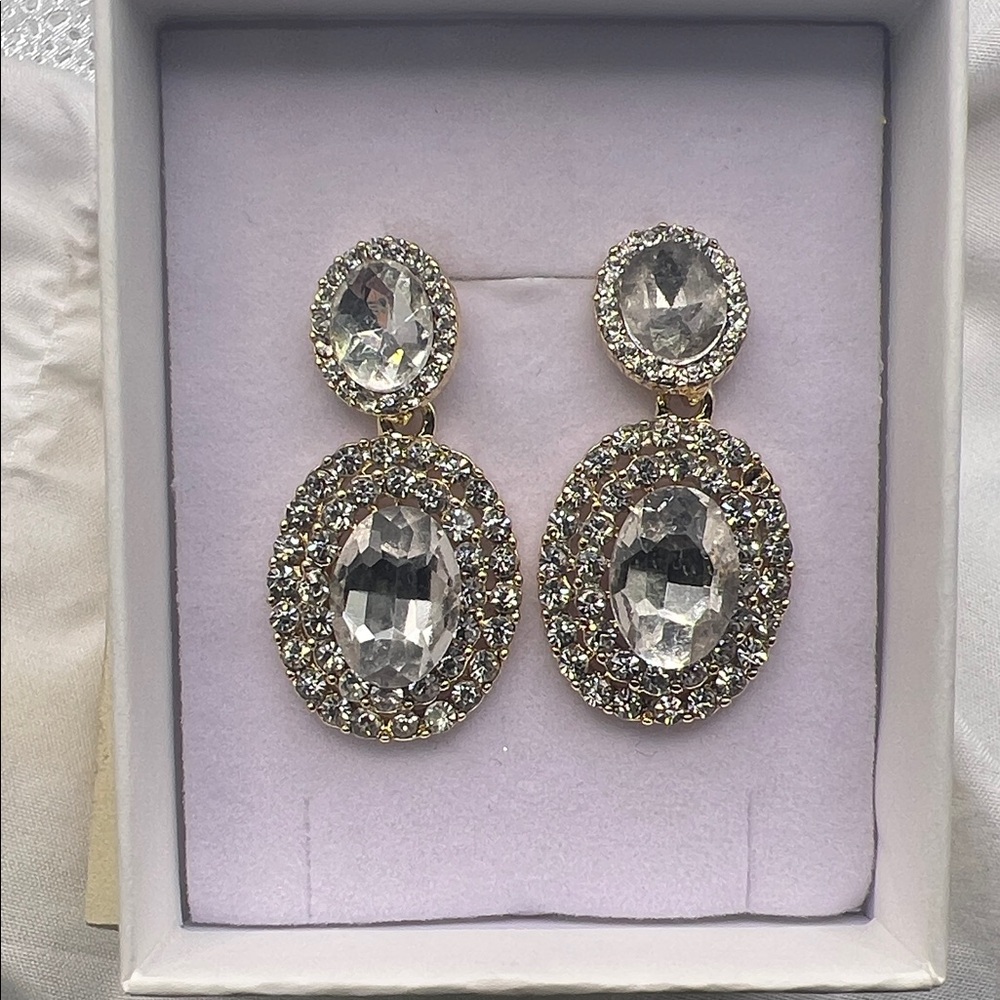Elegant Gold and Silver Crystal Drop Earrings